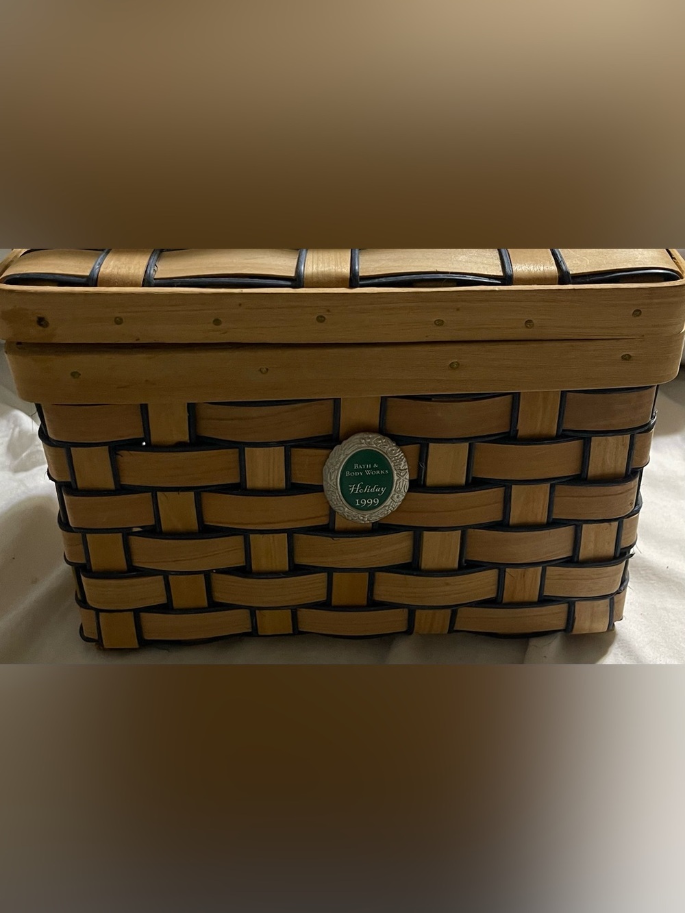 Bath & Body Works Holiday 1999 basket storage Single Handle Woven Basket
